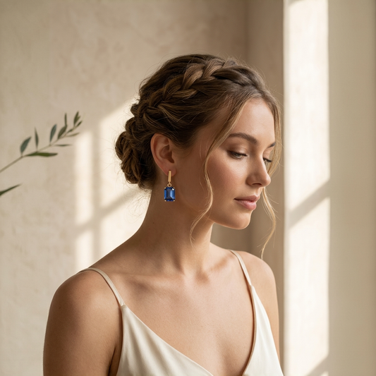 Vibrant earrings with colorful rectangle stone