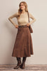 Stretched Suede A-Line Midi Skirt