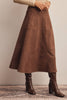 Stretched Suede A-Line Midi Skirt