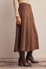 Stretched Suede A-Line Midi Skirt