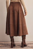 Stretched Suede A-Line Midi Skirt
