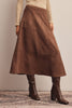 Stretched Suede A-Line Midi Skirt