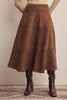 Stretched Suede A-Line Midi Skirt