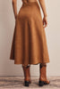 Stretched Suede A-Line Midi Skirt