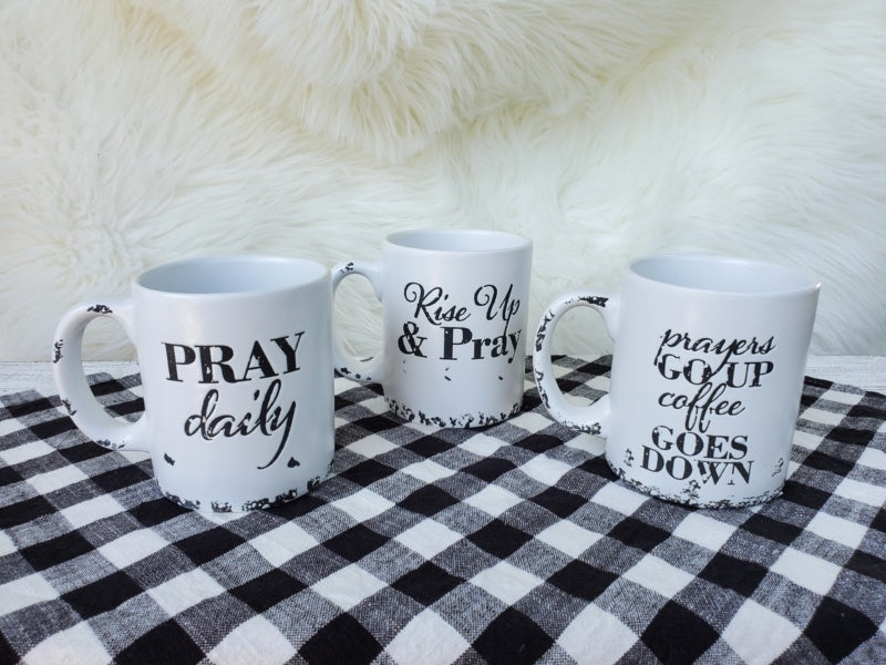 Faith-based cups - Prayer mugs - multiple uplifting faith-based phrases available  Ivy and Pearl Boutique Prayers go up  