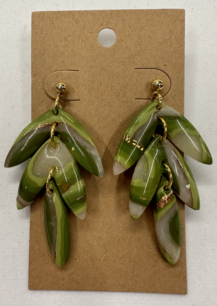 Marble leaves lightweight polymer clay earrings Earrings Lucia J Creations   