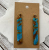 Marbled bars lightweight polymer clay earrings Earrings Lucia J Creations Marbled Brown Turquoise  