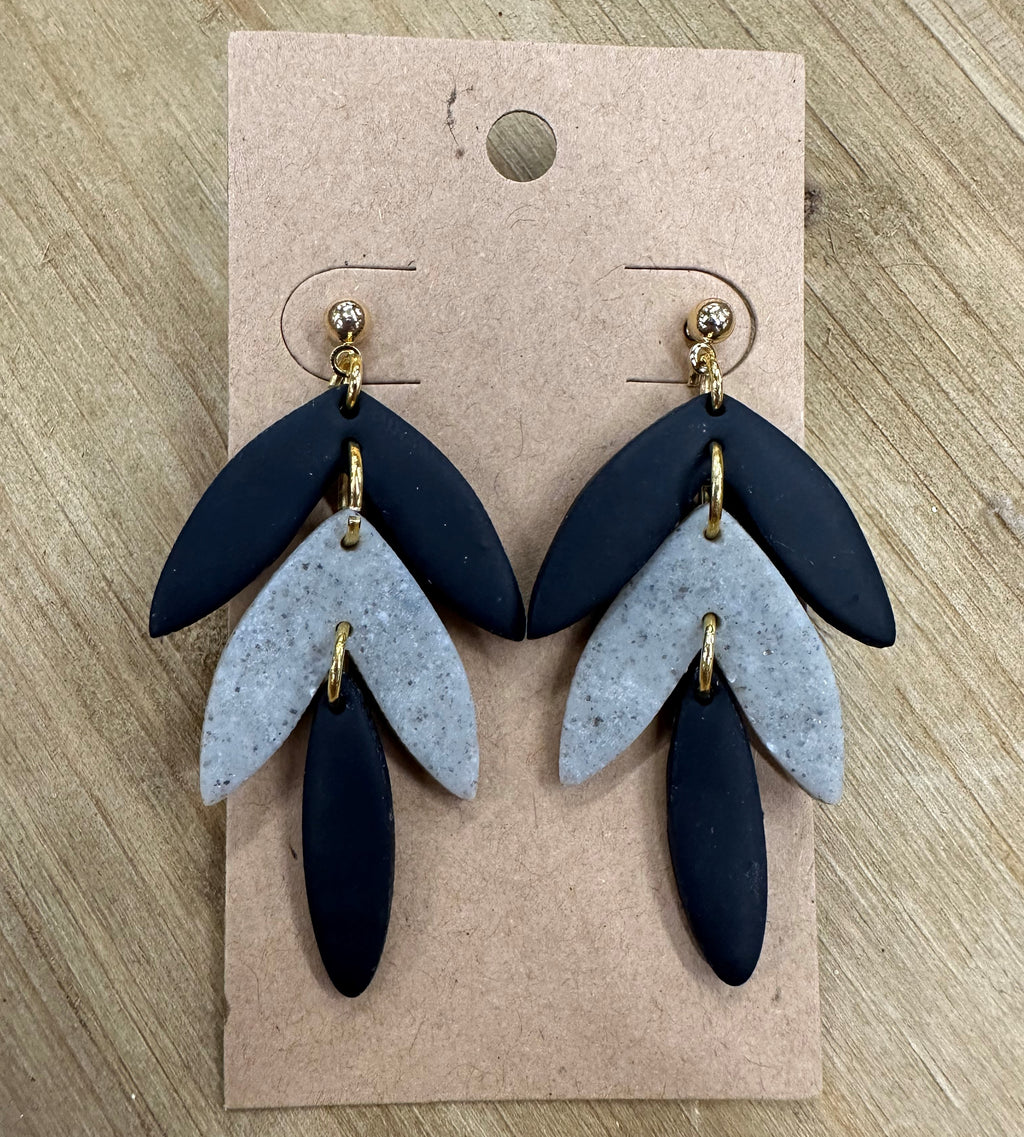Leaves lightweight polymer clay earrings Earrings Lucia J Creations Blue/Gray  