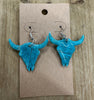 Turquoise marbled steer head lightweight polymer clay earrings Earrings Lucia J Creations   