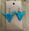 Turquoise marbled steer head lightweight polymer clay earrings Earrings Lucia J Creations   