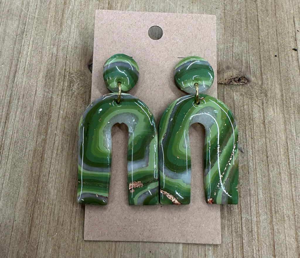 Marbled horseshoe lightweight polymer clay earrings Earrings Lucia J Creations   