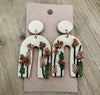 Horseshoe with flowers lightweight polymer clay earrings Earrings Lucia J Creations Cream  
