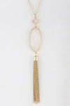 Lavalier necklace with stone and chain tassel  Ivy and Pearl Boutique   