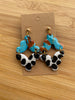 Western turquoise cowhead handmade lightweight polymer clay earrings Earrings Lucia J Creations Default Title  