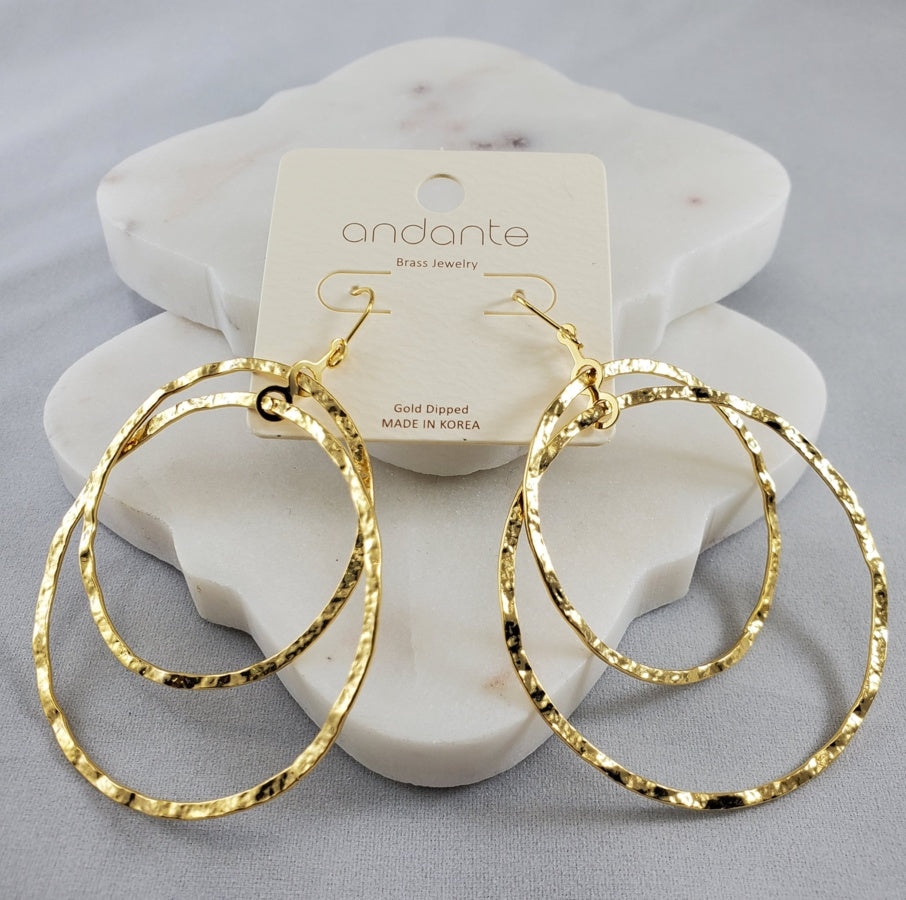 Adante Double Loop Gold Dipped Earring  Ivy and Pearl Boutique   