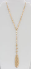 Adjustable rose-gold necklace with alternating beads/gems and hammered pendant  Ivy and Pearl Boutique   