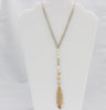 Adjustable rose-gold necklace with alternating beads/gems and hammered pendant  Ivy and Pearl Boutique Gray  