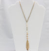 Adjustable rose-gold necklace with alternating beads/gems and hammered pendant  Ivy and Pearl Boutique Gray  