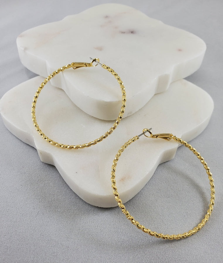 Andante Gold Dipped Large Loop Earrings  Ivy and Pearl Boutique   