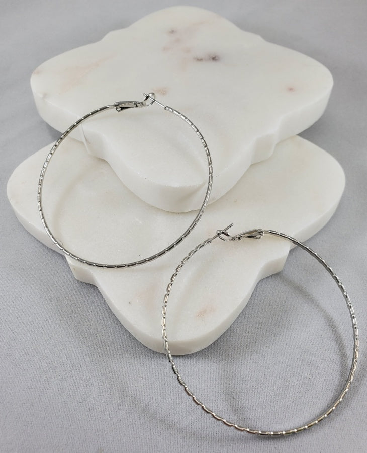 Andante White Gold Dipped Brass Loop Earrings  Ivy and Pearl Boutique   