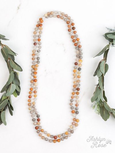 Back to the Basics All Natural Stone Bead Necklace  Ivy and Pearl Boutique Orange Jasper  