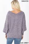 Balloon sleeve double V-neck sweater  Ivy and Pearl Boutique   