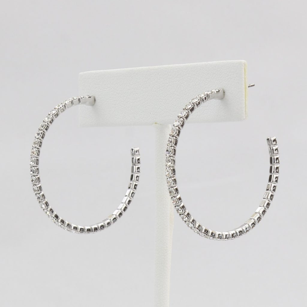 Box-snake chain hoop earring with inlaid diamond-like CZ stones  Ivy and Pearl Boutique   