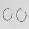 Box-snake chain hoop earring with inlaid diamond-like CZ stones  Ivy and Pearl Boutique   