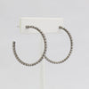 Box-snake chain hoop earring with inlaid diamond-like CZ stones  Ivy and Pearl Boutique   