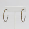 Box-snake chain hoop earring with inlaid diamond-like CZ stones  Ivy and Pearl Boutique   