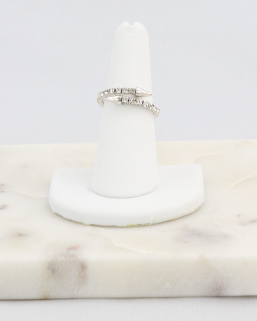Box-snake chain ring with inlaid diamond-like CZ stones  Ivy and Pearl Boutique   