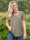 Caged in tee t-shirt  Ivy and Pearl Boutique Olive S 