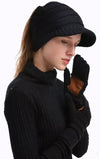 CC cable knit touch screen winter gloves with faux suede anti-slip palm pad  Ivy and Pearl Boutique   