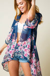 Chiffon open cardigan kimono with all-over floral print  Ivy and Pearl Boutique   
