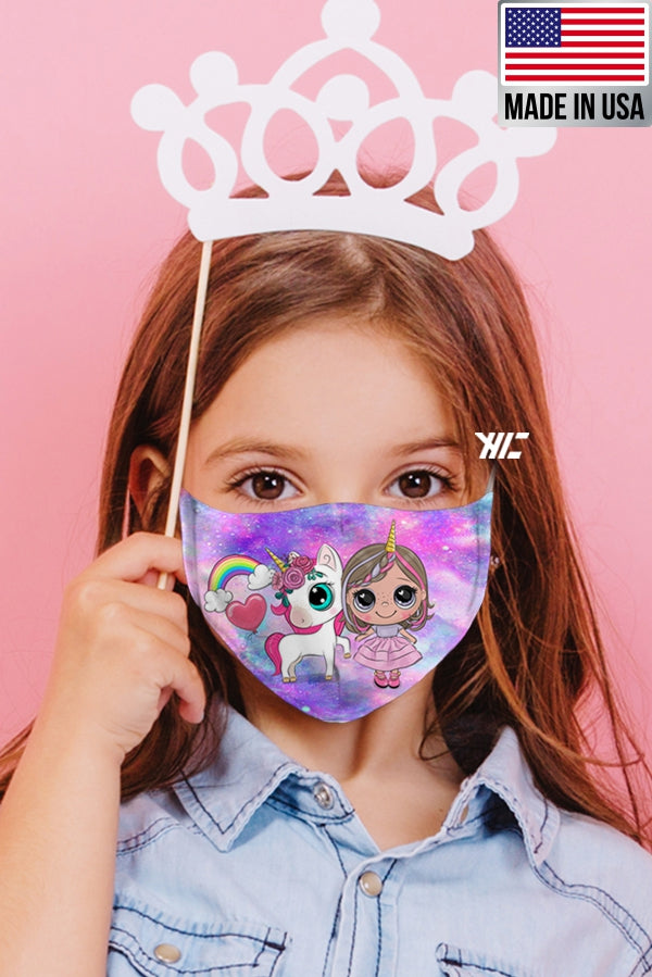 Children's face mask - Unicorn design washable mask  Ivy and Pearl Boutique Unicorn Girl  