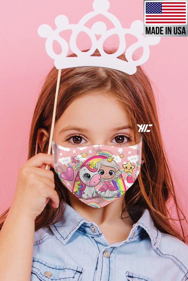 Children's face mask - Unicorn design washable mask  Ivy and Pearl Boutique Unicorn Girl Star  