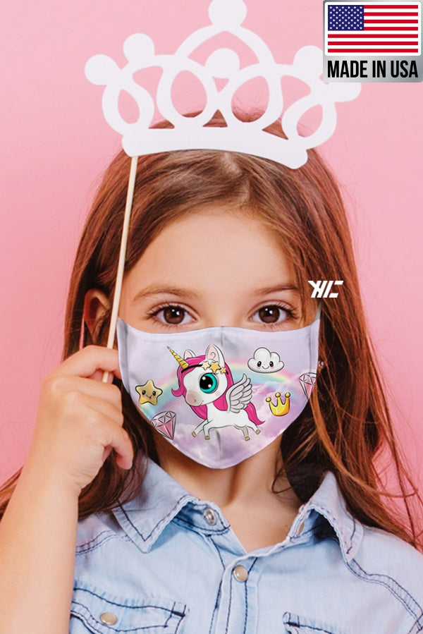 Children's face mask - Unicorn design washable mask  Ivy and Pearl Boutique Unicorn Crown  