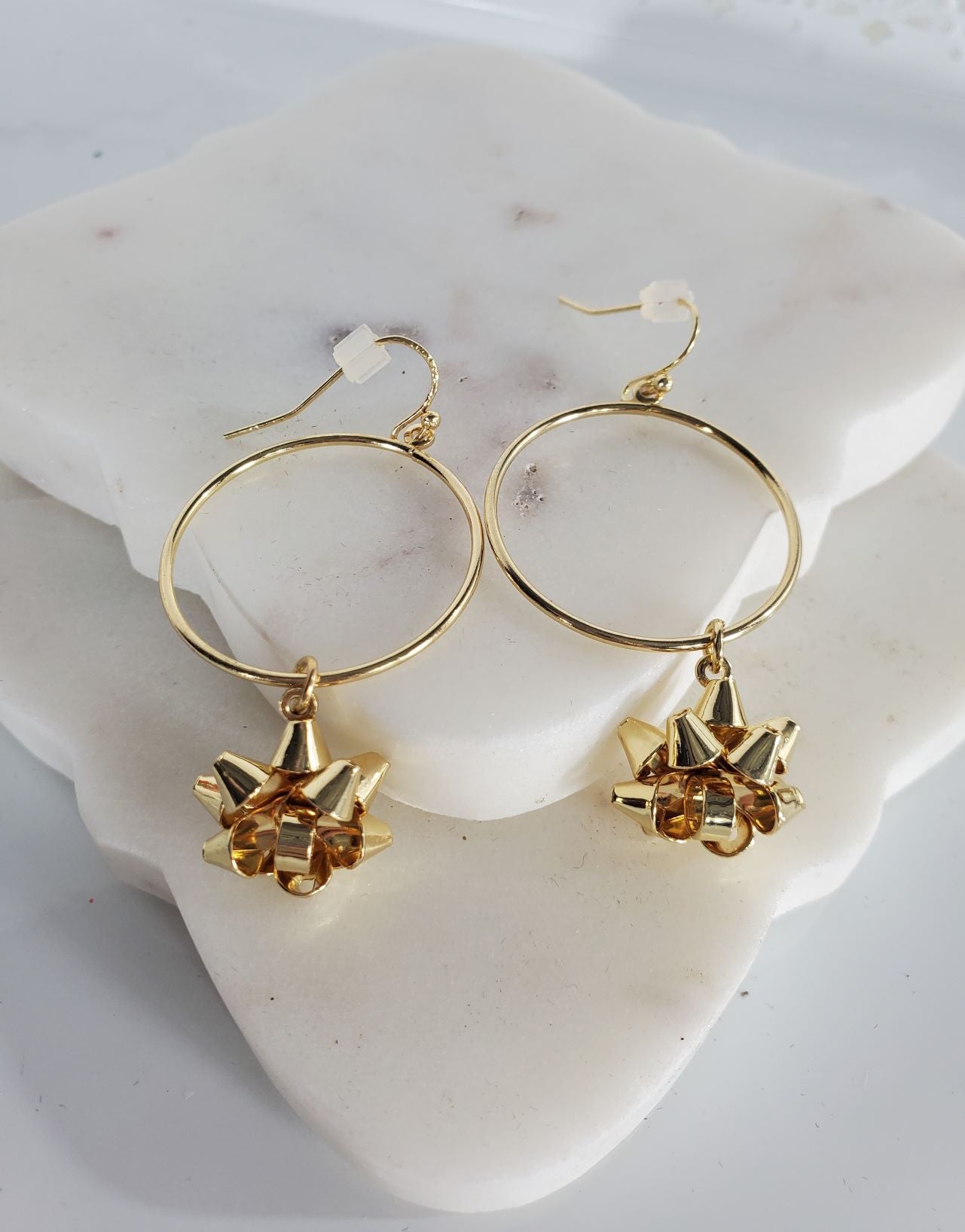 Christmas bow with loop earrings  Ivy and Pearl Boutique Gold  
