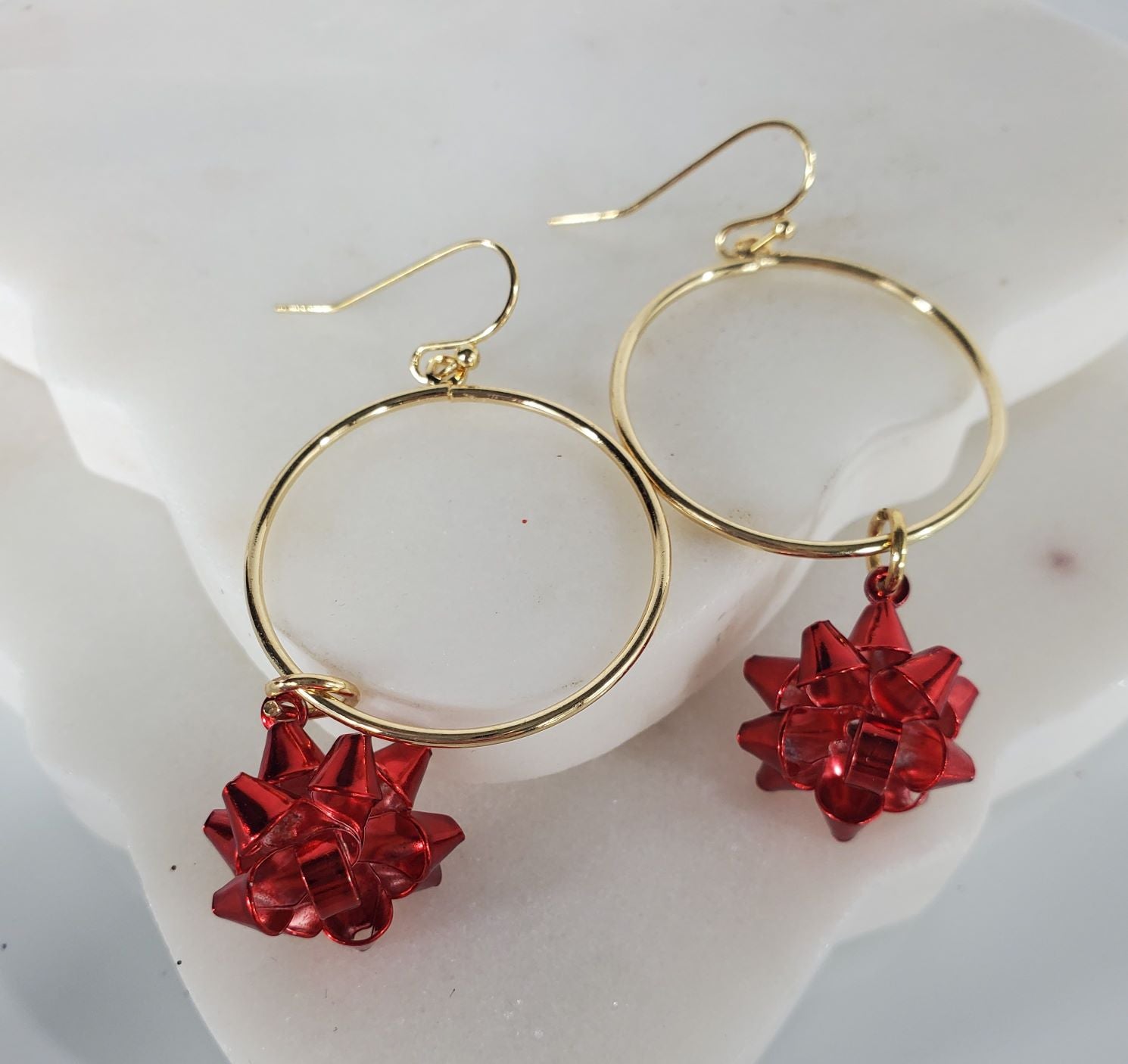 Christmas bow with loop earrings  Ivy and Pearl Boutique   
