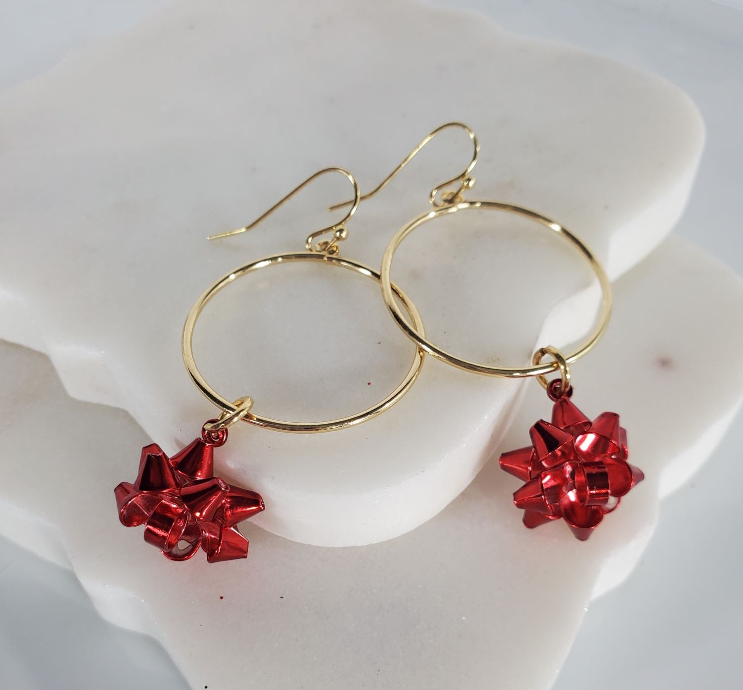 Christmas bow with loop earrings  Ivy and Pearl Boutique Red  