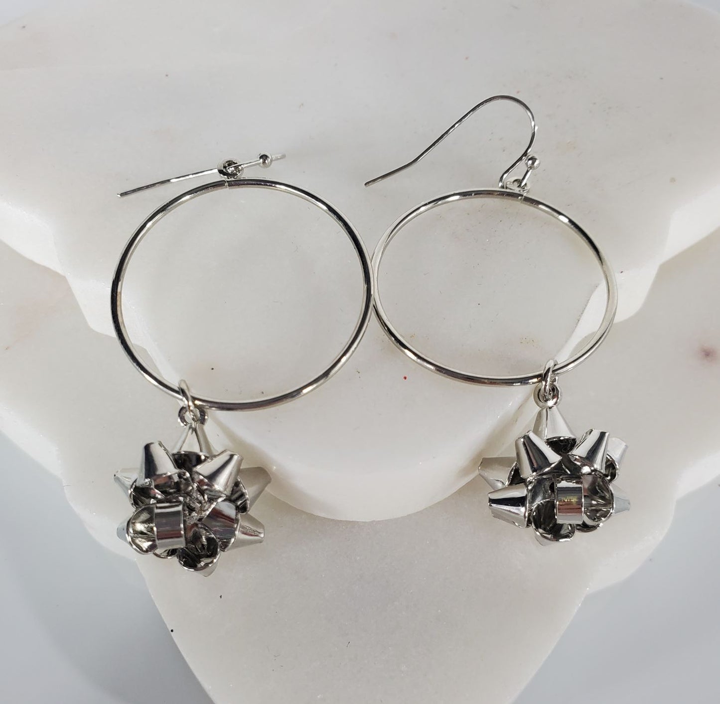 Christmas bow with loop earrings  Ivy and Pearl Boutique Silver  