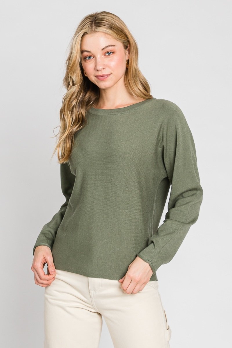 Viscose Classic Lightweight Crewneck Sweater  Ivy and Pearl Boutique Basil M/L 