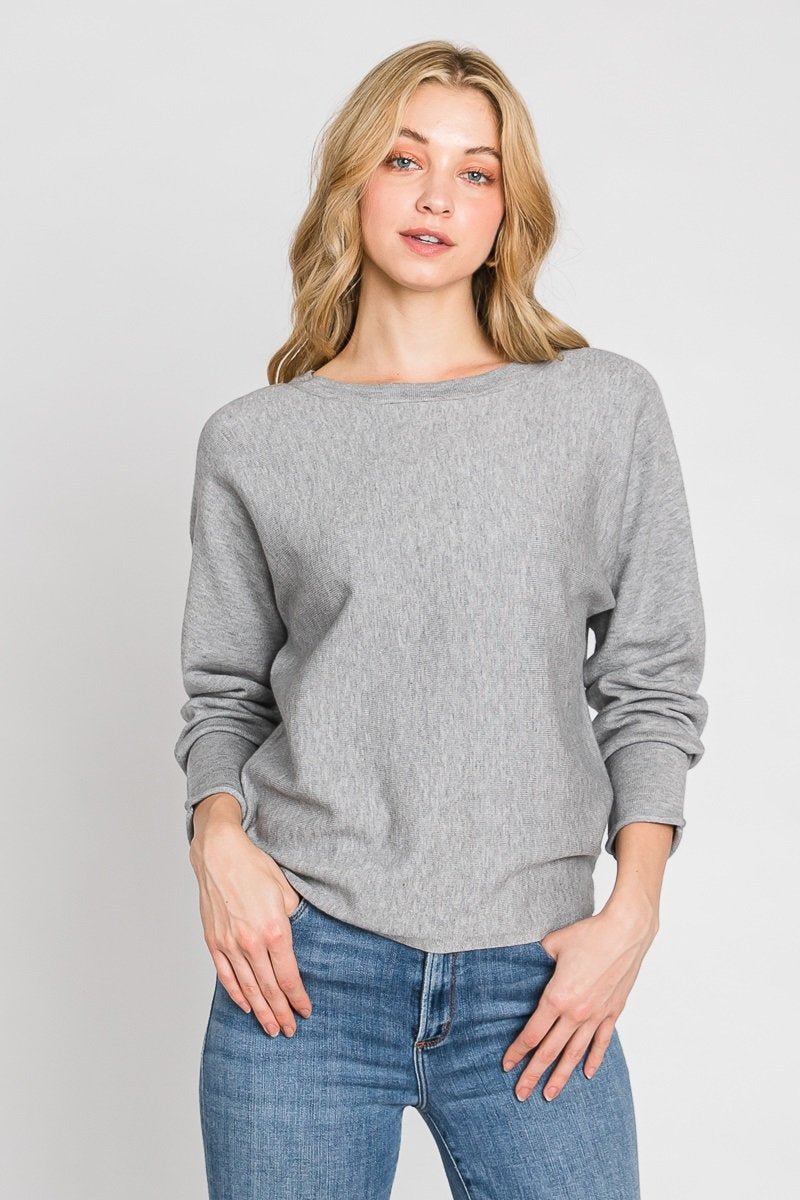 Viscose Classic Lightweight Crewneck Sweater  Ivy and Pearl Boutique Heather Gray M/L 