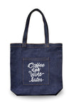 Coffee now wine later canvas tote bag with pocket  Ivy and Pearl Boutique   