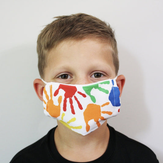 Colorful Painted Handprints Children's Face Mask  Ivy and Pearl Boutique   