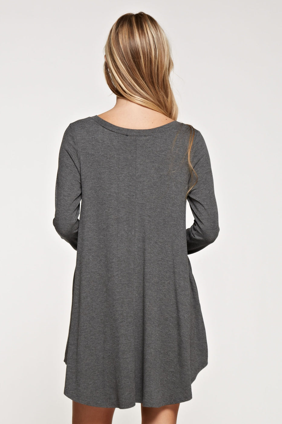 Comfy V-neck long sleeve solid dress with side pockets  Ivy and Pearl Boutique   