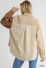Corduroy Colorblock Collared Button Down Jacket with Chest Pocket and High Low Raw Hem  Ivy and Pearl Boutique   
