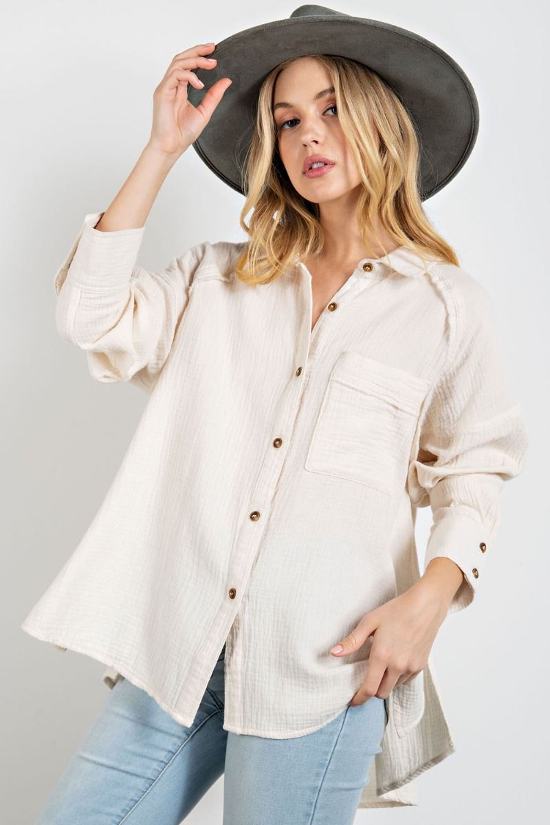 Cotton gauze shirt  Ivy and Pearl Boutique Ivory S 