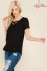 Short sleeve crisscross solid top  Ivy and Pearl Boutique   
