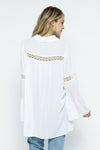 Crochet Lace Bell Sleeve Collared Cover Up  Ivy and Pearl Boutique   